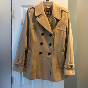 Express Women’s Tan Wool Double Breasted Peacoat
